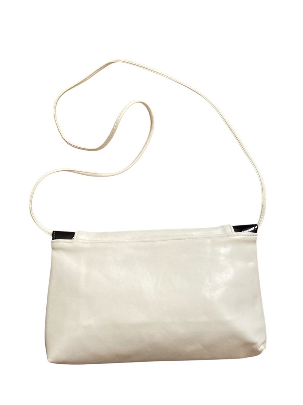 Vintage 80s Patent Leather Purse Two Tone White and Black - Picture 2 of 7